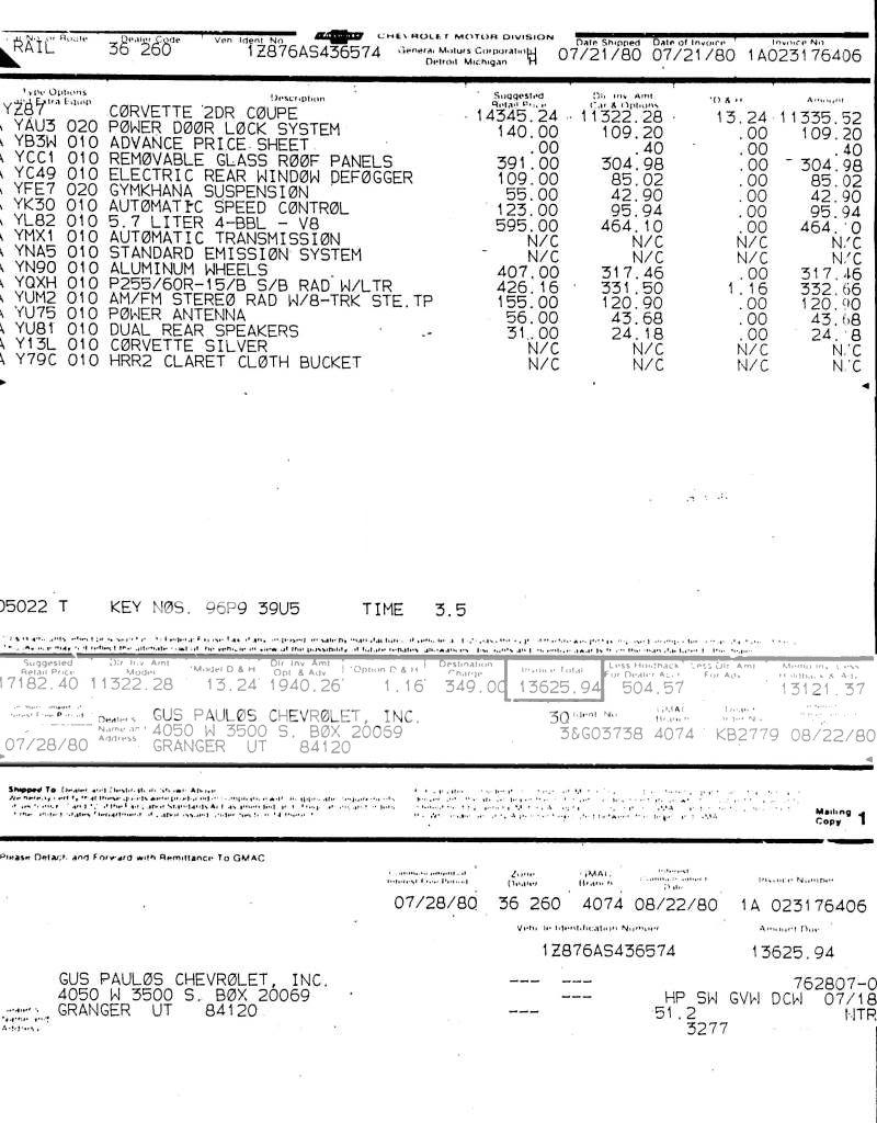 Just Got Build Sheet!! - CorvetteForum - Chevrolet Corvette Forum ...