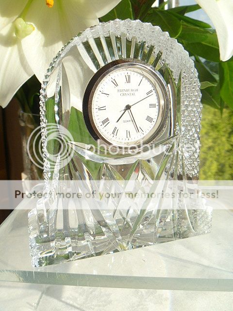  crystal clock in beautifully cut crystal clearly signed edinburgh