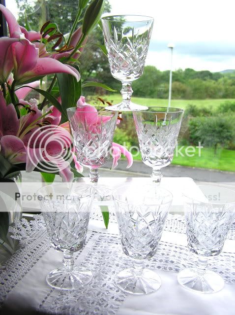 SCOTTISH CRYSTAL 6 SMALL WINE GLASSES   SUPERB QUALITY  